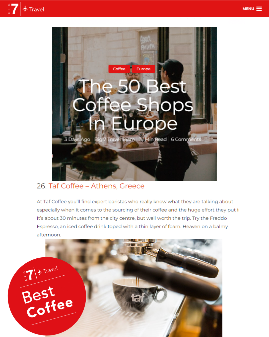 1 Απριλίου 2022, Big 7 Travel, The 50 Best Coffee Shops In Europe